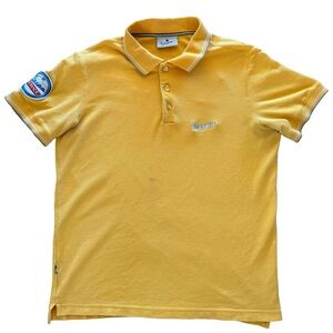 Yellow Vespa Polo Shirt with Embroidered Logos - Men’s Size M Slim Fit